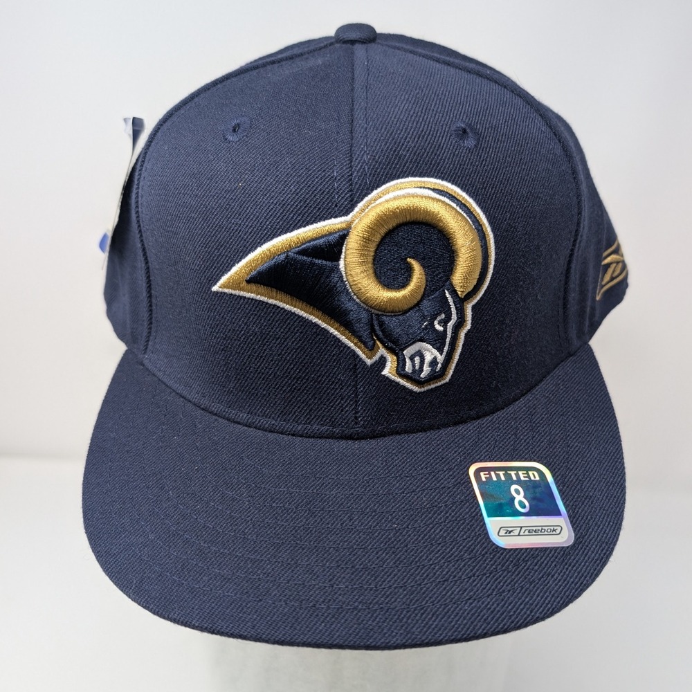 Reebok NWT LA Rams Fitted Hat Size 8 Flat Brim NFL 100% Wool Men's